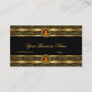Ornate Amber Gold Black Elegant Classy Jewel Image Business Card