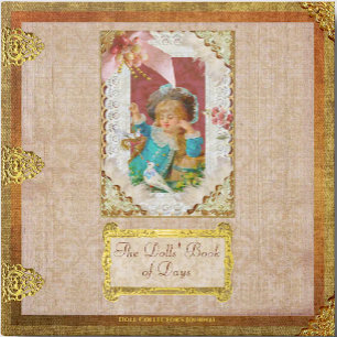 Ornate Antique Doll Collector's Foil Journal Guest Book