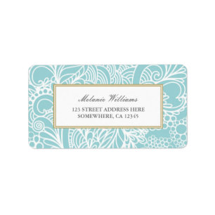 Ornate Aqua Blue Floral Address Labels