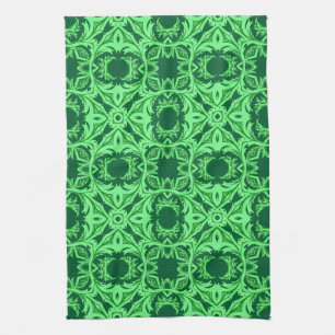 Ornate Arabesque Pattern - Emerald Green Kitchen T Tea Towel
