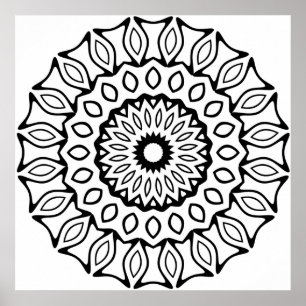 Ornate Arch and Leaf Ring Mandala Pattern Design Poster