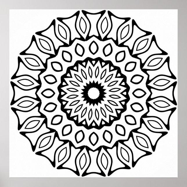 Ornate Arch and Leaf Ring Mandala Pattern Design Poster (Front)