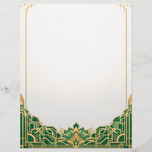 Ornate Art Deco Frame on White Custom Letterhead