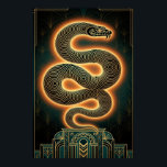 Ornate Art Deco Snake Serpent Gold Coil Poster<br><div class="desc">A mesmerising coiled snake silhouette with glowing gold edges. Symmetrical Art Deco frame for a bold,  mystical,  and edgy look.</div>