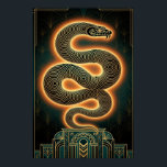 Ornate Art Deco Snake Serpent Gold Coil Poster<br><div class="desc">A mesmerising coiled snake silhouette with glowing gold edges. Symmetrical Art Deco frame for a bold,  mystical,  and edgy look.</div>