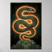 Ornate Art Deco Snake Serpent Gold Coil