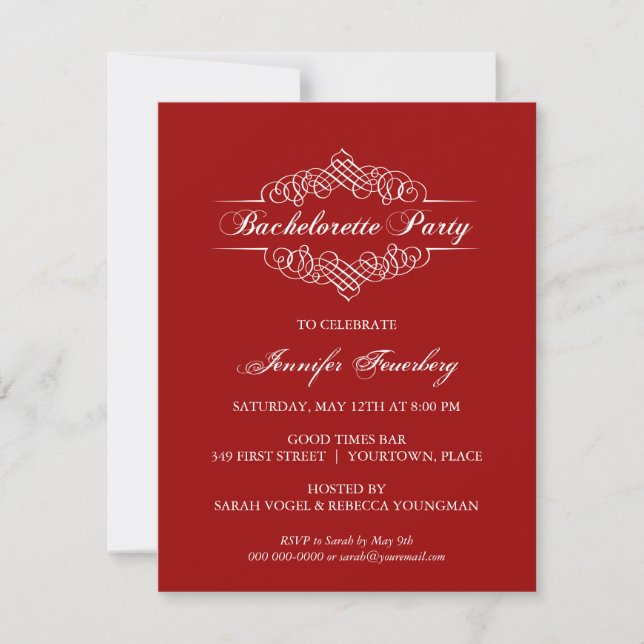 Ornate Bachelorette Party Invitation (Front)