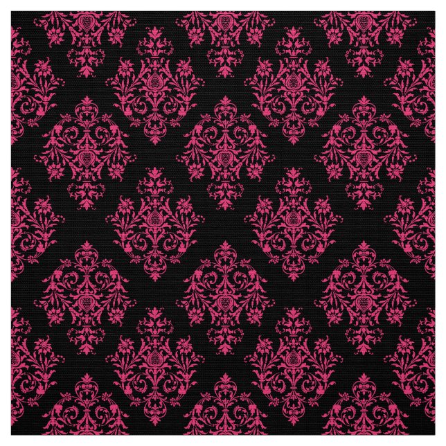 Ornate Baroque black Damask pattern fabric (Swatch)