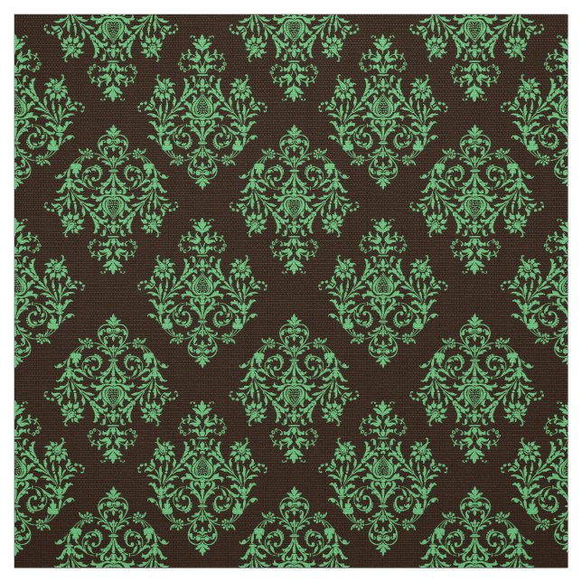 Ornate Baroque brown Damask pattern fabric (Swatch)
