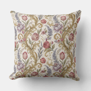 Ornate Baroque Floral Damask Design Pattern Art Cushion