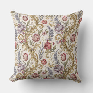 Ornate Baroque Floral Damask Design Pattern Art Cushion