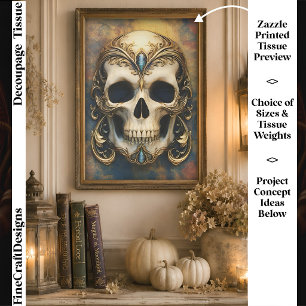 Ornate Baroque Gothic Skull & Scrollwork FW4 Tissue Paper