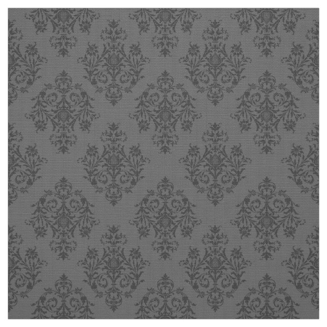 Ornate Baroque grey Damask pattern fabric (Swatch)