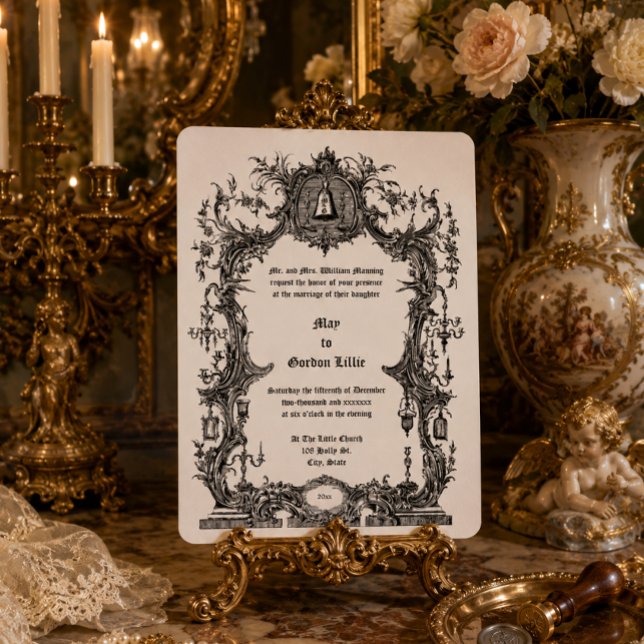 Ornate Baroque Rococo Style Frame & Wedding Bell Invitation (Creator Uploaded)