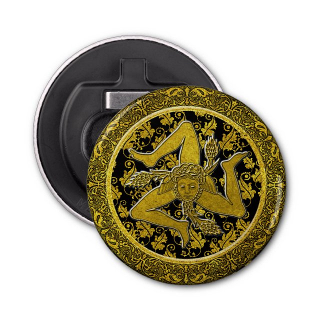 Ornate Baroque Sicilian Trinacria Bottle Opener (Front)
