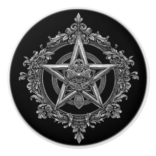 Ornate Baroque Style Gothic Pentagram Ceramic Knob