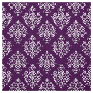 Ornate Baroque white Damask pattern fabric