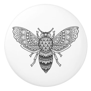 Ornate Bee Ceramic Knob