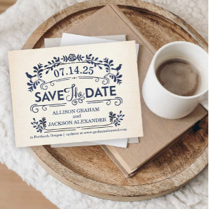 Ornate Birds Save the Date Postcard