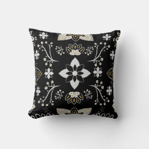 Ornate black and white floral pattern  cushion