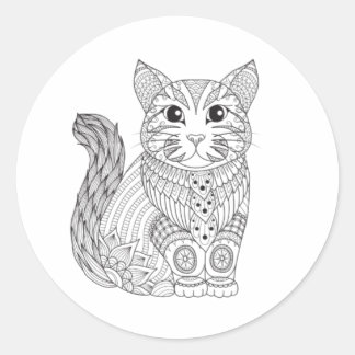 Ornate Black Cat & Gothic Sticker