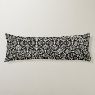 ORNATE BLACK & CREAM ART DECO PATTERN BODY CUSHION