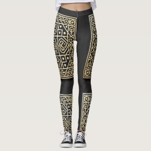Ornate Black & Gold Baroque Leggings