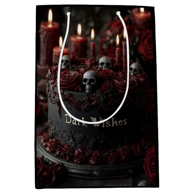 Ornate Black Gothic Celebration Cake Medium Gift Bag (Front)