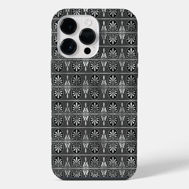ORNATE BLACK & SILVER PATTERNS iPhone CASE (Back)