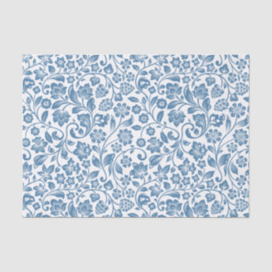 Ornate Blue and White Floral Vines Pattern Tissue Paper
