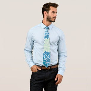 Ornate Blue Dahlia Floral Art Tie