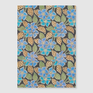 Ornate Blue Periwinkle Floral Classic Art Nouveau