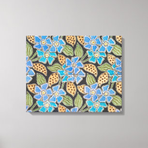Ornate Blue Periwinkle Floral Classic Art Nouveau Canvas Print