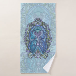 Ornate Blue & Teal Mandala Design Bath Towel