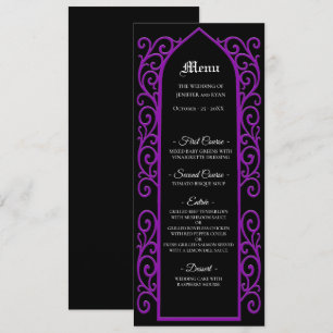 Ornate border black and purple Gothic Wedding Menu