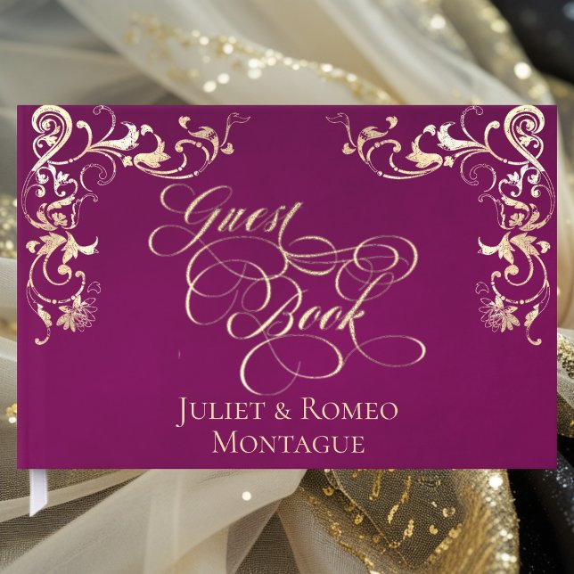 Ornate Border & Heart - Plum Guest Book (Creator Uploaded)