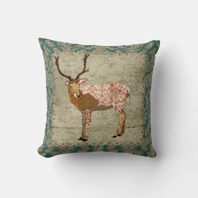 Ornate Bronze Buck  Boho Mojo Pillow (Front)