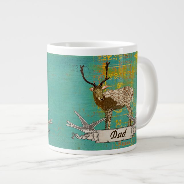 Ornate Bronze Buck Teal Dad  Mug (Front Right)