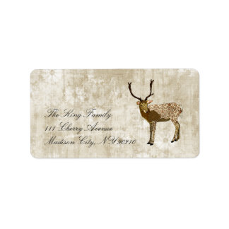 Ornate Bronze Buck Whitewash Floral Vintage Label