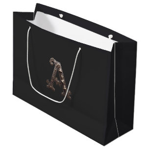 Ornate Bronze Letter A with Bells Large Gift Bag