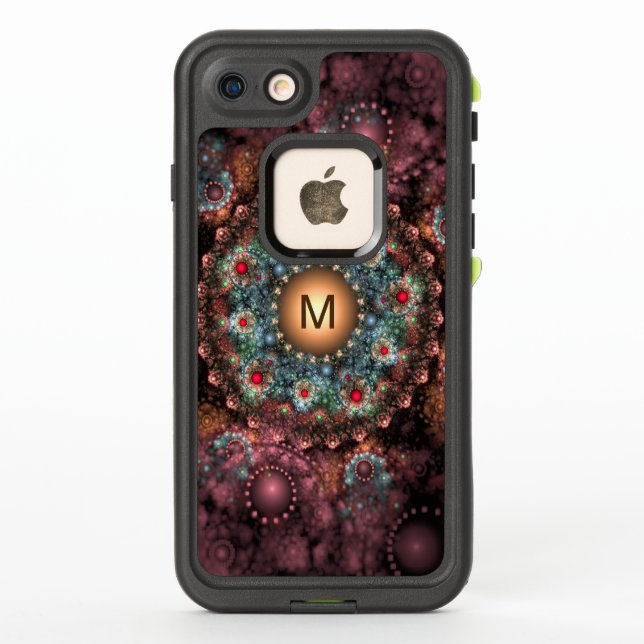 Ornate Brooch Fractal Art :: with monogram LifeProof iPhone Case (Back)