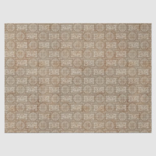 Ornate Brown Circles and Rectangles Decoupage Tissue Paper