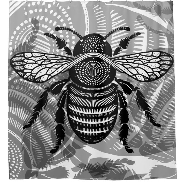 Ornate Bumble Bee Shower Curtain (Front)