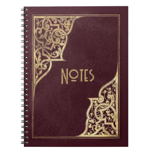 Ornate Burgundy and Gold Frame Notebook (Front)