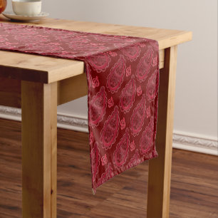 Ornate Burgundy Paisley Pattern Short Table Runner