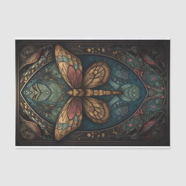 Ornate butterfly in muted shades tissue paper (Front)
