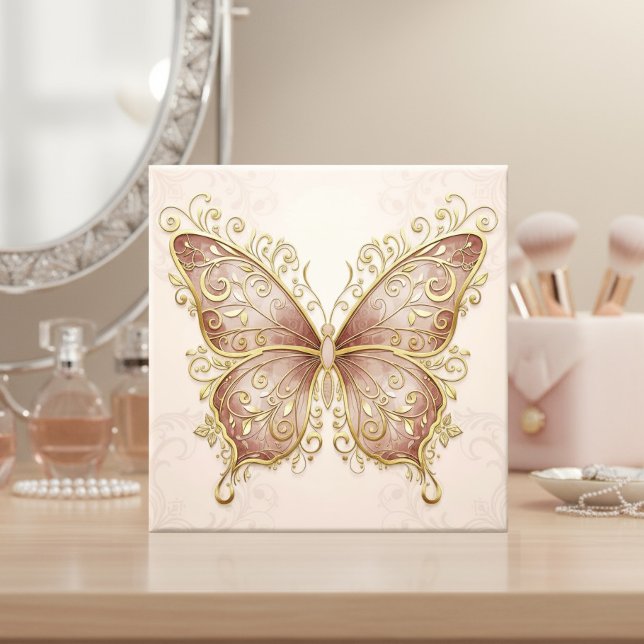 Ornate Butterfly Pat#5 Rose Gold ID1222 Tile (Creator Uploaded)