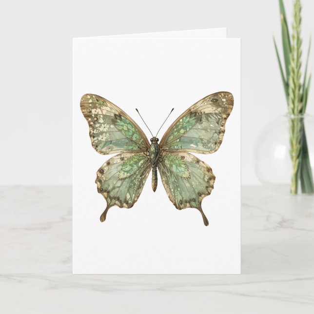 Ornate Butterfly with Leaf Pattern Wings Card (Front)