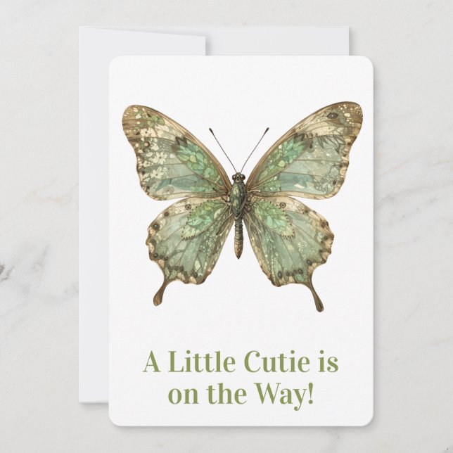 Ornate Butterfly with Leaf Pattern Wings Invitation (Front)