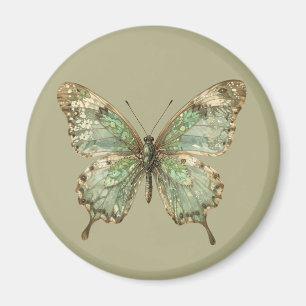 Ornate Butterfly with Leaf Pattern Wings Magnet